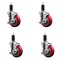 Service Caster 4'' SS Red Poly Swivel 1-1/4'' Expanding Stem Caster Set with Brake, 4PK SCC-SSEX20S414-PPUB-RED-TLB-114-4 - alternate 1
